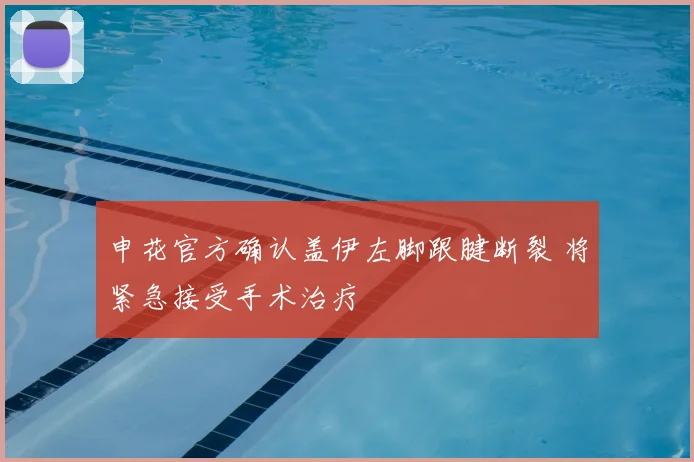 申花官方确认盖伊左脚跟腱断裂 将紧急接受手术治疗